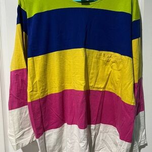 Men’s/Unisex Sz M Vittadini Rugby Striped Frknt Pocket Long Sleeve Shirt